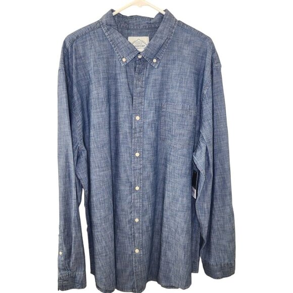 NWT‎ Mens St. Johns Bay Light Wash Denim Button Up Long Sleeve Shirt Size XXL - Picture 1 of 4